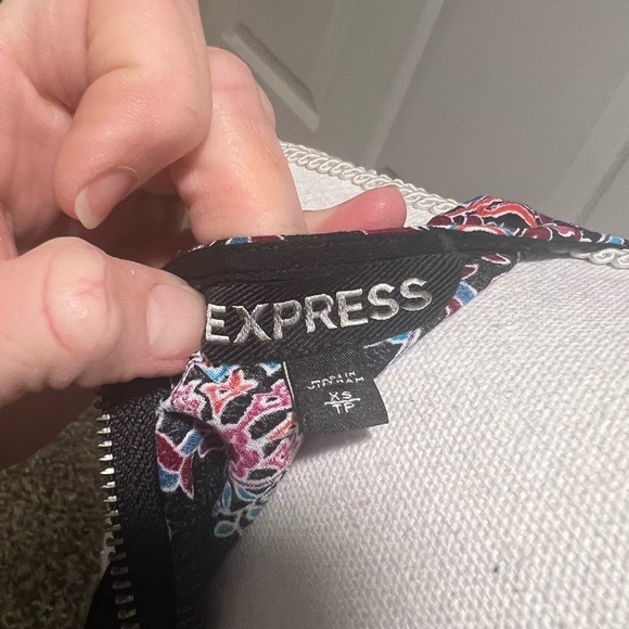 {Express} High-Neck Black and Multicolored Dress - Picture 4 of 4